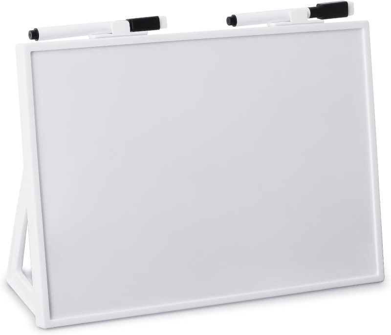 Dry Erase Board Desktop Whiteboard with Stand 11.8 x 8.3 Inches, Small Dry Erase White Board Standable, Mini Dry Erase Whiteboard Easel for Desk with Two Magnetic Markers