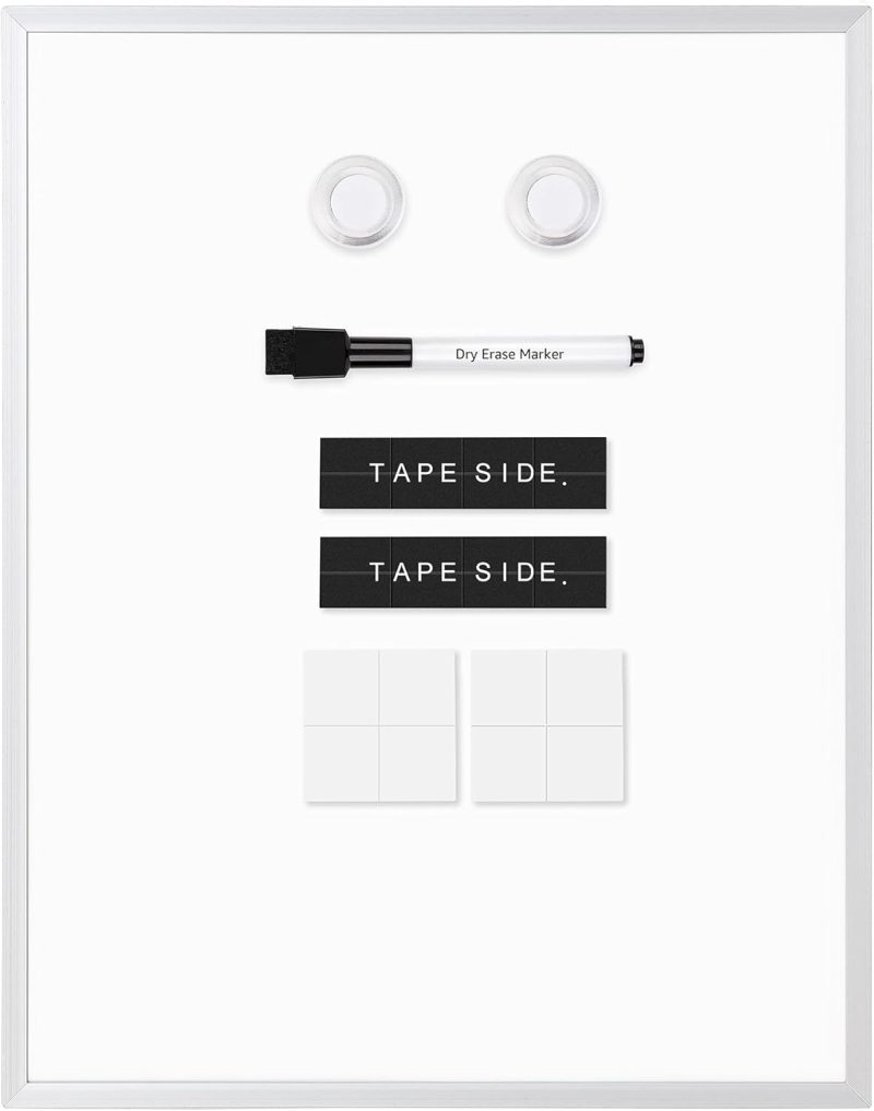 Small Dry Erase Whiteboard, Magnetic Whiteboard with Marker and Magnets, 11"W x 14"H, Aluminum Frame - Image 2
