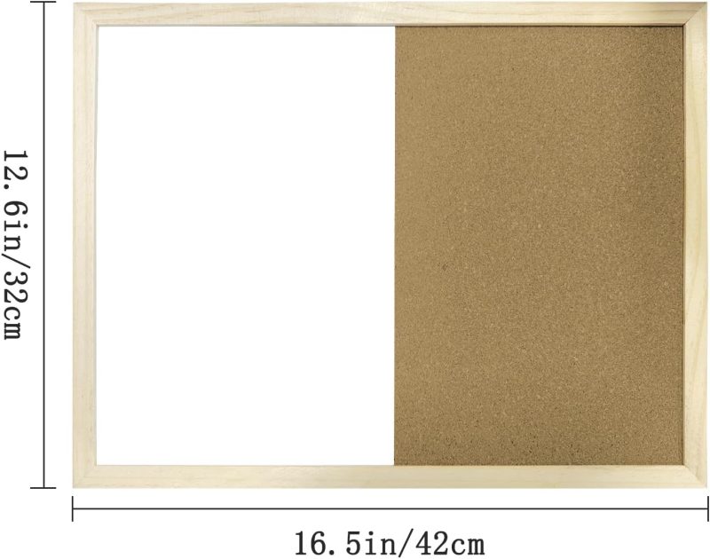 16.5 x12.6 Inches Dry Erase Cork Bulletin Combination Board, Notice Memo Wall Mounted Vision for Home, School and Office(Pins, Eye Bolts, gaskets, Screws) - Image 2