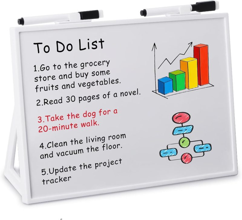 Dry Erase Board Desktop Whiteboard with Stand 11.8 x 8.3 Inches, Small Dry Erase White Board Standable, Mini Dry Erase Whiteboard Easel for Desk with Two Magnetic Markers - Image 2
