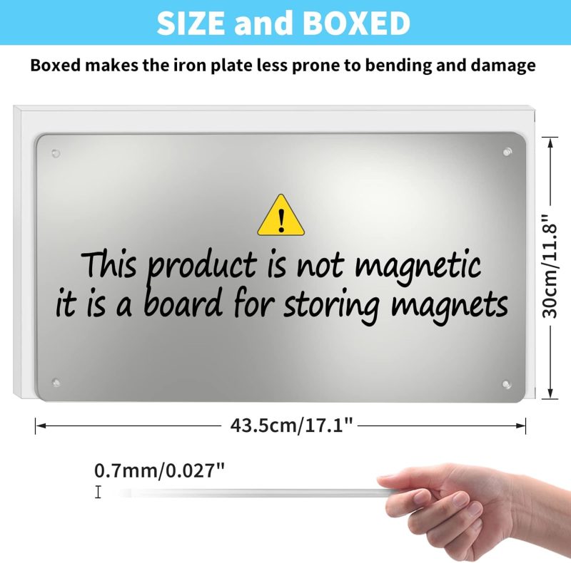 17.7" x 11.8" Stainless Steel Magnetic Board - Magnet Bulletin Board to Display Magnetic Letters Numbers Animal, Poetry, Spice Jars, Notes, Photos, Suitable for Wall, Refrigerator, Cubicle, Cabinet - Image 2