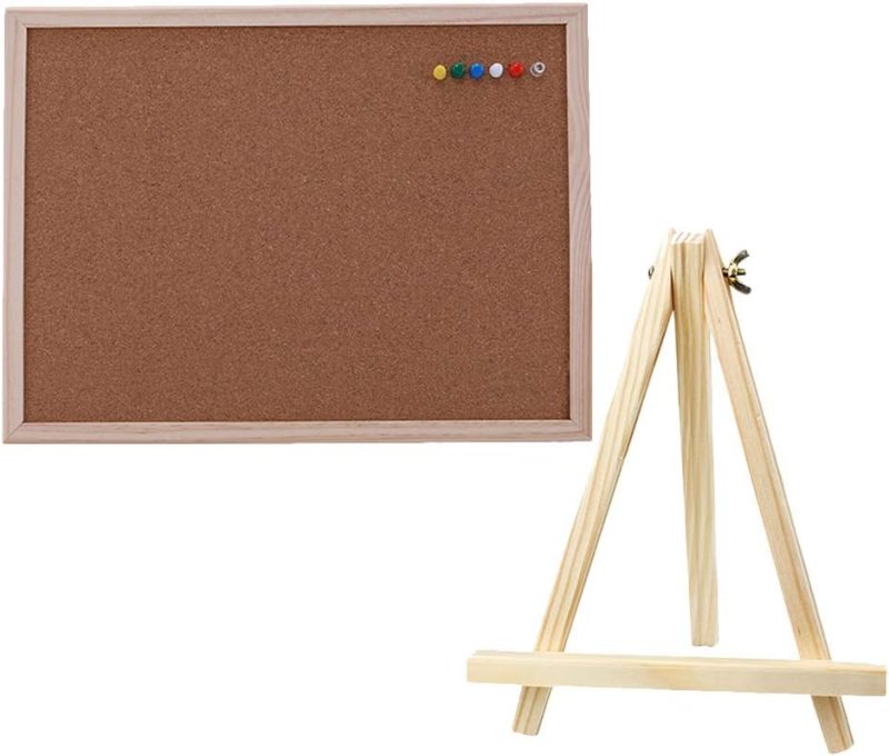 Cork Bulletin Board Meassge Cork Board Mini Wood Display Easel for Home Office Notice Photo Display with Board Stand