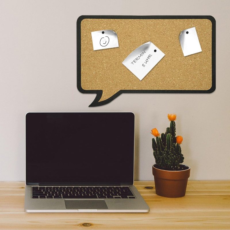 Cork Board Bulletin Board - Rectangular Speech Bubble Design 11 x 17 in, Includes 5 Pins - Message Noticeboard Memo Shape Display Pinboard - Image 2
