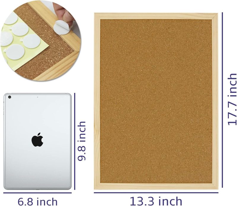 17.7 X 13.3 Inch Cork Board Bulletin Board, Wall-Mounted Presentation, Message Notice Pin Board, Perfect for Office & Home Decor, School, Cubicle - Image 2
