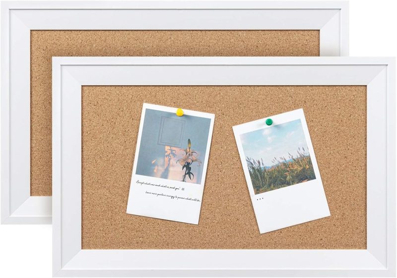 Cork Board Bulletin Board 11 x 17 inch with White Frame Rectangle Decorative Hanging Pin Board Perfect Decor for Office & Home,Message Board or Vision Board - 2pcs
