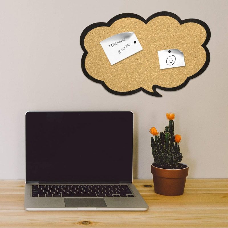 Cork Board Bulletin Board - Thought Bubble Design 11 x 17 in, Includes 5 Pins - Message Noticeboard Memo Shape Display Pinboard - Image 2