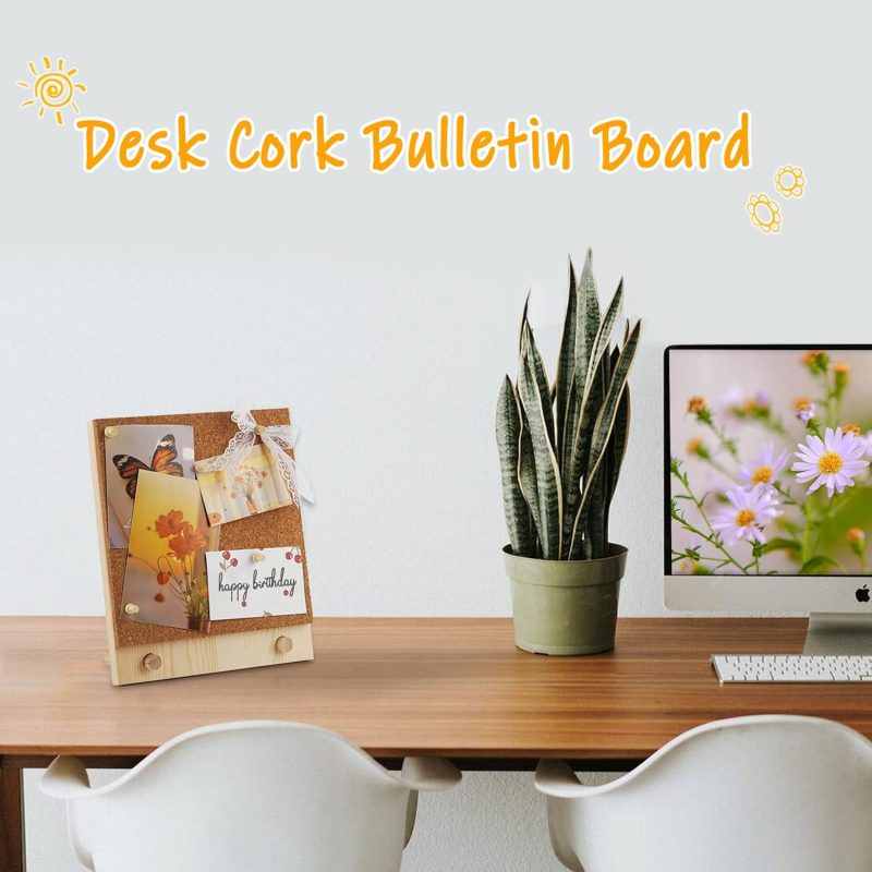 Bulletin Board/Cork Board on The Desktop-Small Mini Hanging Tack Message Memo Picture Board for Home Office School - Image 2