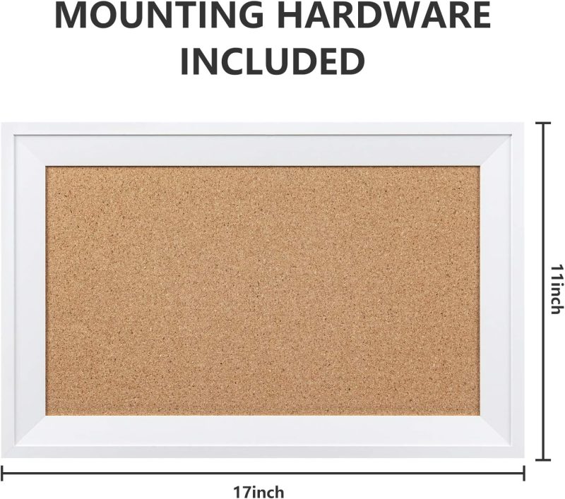 Cork Board Bulletin Board 11 x 17 inch with White Frame Rectangle Decorative Hanging Pin Board Perfect Decor for Office & Home,Message Board or Vision Board - 2pcs - Image 2