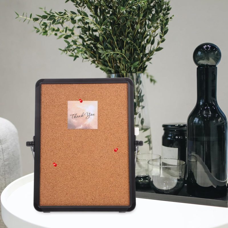 Desktop Cork Board Bulletin Board: 23x31cm Tabletop Message Boards Decorative Display Cork Board with Aluminum Frame Stand for Home Office School Memo Notice Board - Image 2