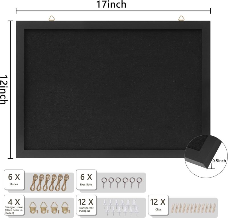 Cork Board with Linen Black 2Pack,Bulletin Board 17"x12", Corkboards for Office Home School Message Board or Vision Board Decoration. - Image 2