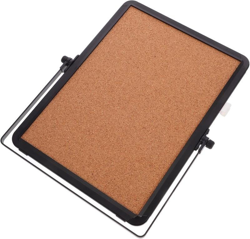 Desktop Cork Board Bulletin Board: 23x31cm Tabletop Message Boards Decorative Display Cork Board with Aluminum Frame Stand for Home Office School Memo Notice Board