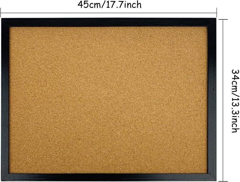 Black Cork Bulletin Board, 17.7 X 13.3 inches with Oak Wood Finish Frame, for Wall Office Home and School (Pins, Eye Bolts, gaskets, Screws) - Image 2