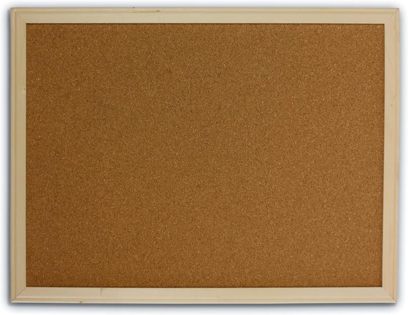 18" x 24" (1.5' x 2') Cork Bulletin Board, Natural Wood Framed, Message and Vision Board, Memo Pin, Hanging Wall Mounted