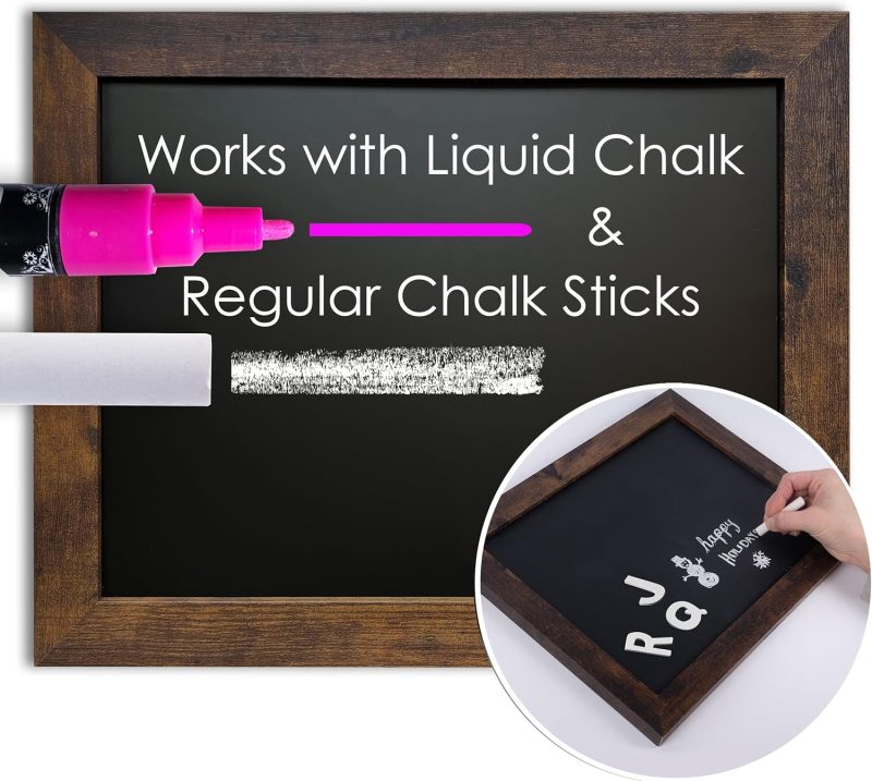11" x 14" Rustic Magnetic Chalkboard with Frame for Wall - Easy-to-Erase Hanging Blackboard for Wall - Image 2