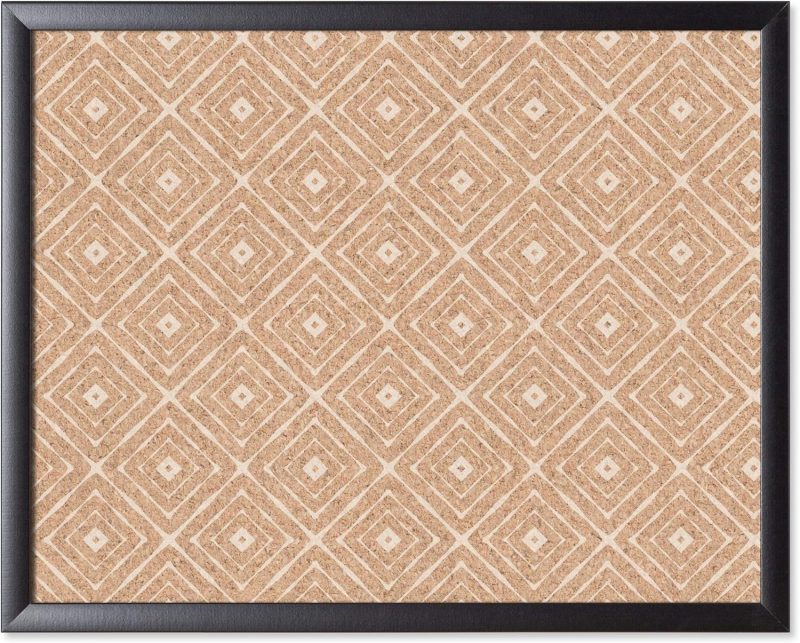 Fashion Cork Bulletin Board, 20 X 16 Inches, Black Wood Frame